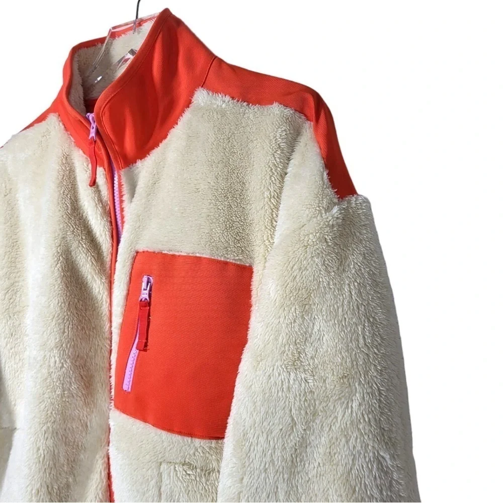 NEW J. Crew Weekend Superplush Sherpa Full-Zip Jacket in Colorblock Cream Orange - Picture 8 of 15